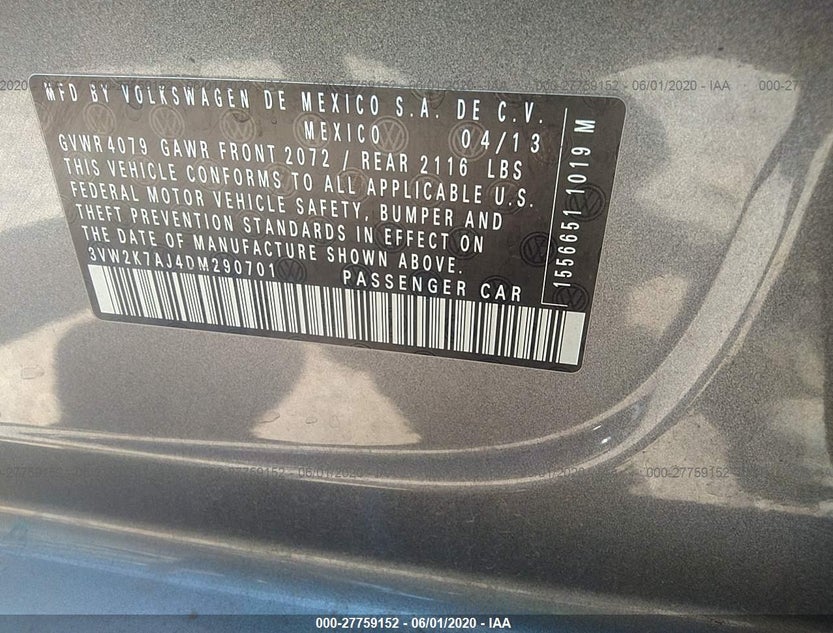 3VW2K7AJ4DM290701