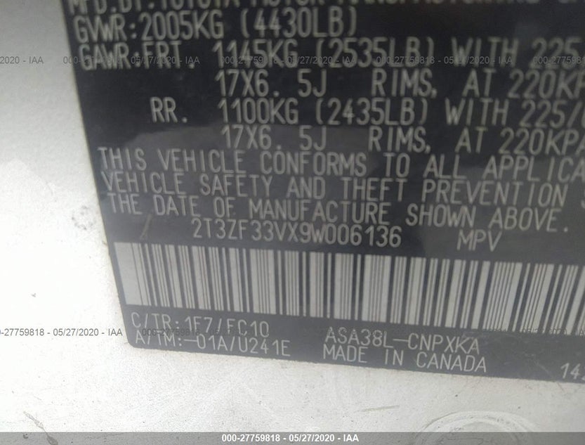 2T3ZF33VX9W006136
