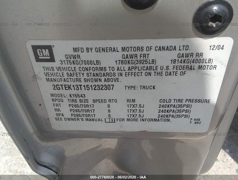 2GTEK13T151232307