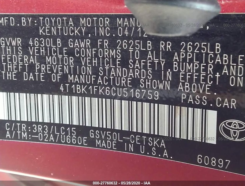 4T1BK1FK6CU516759