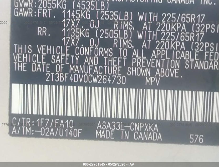 2T3BF4DV0CW264730