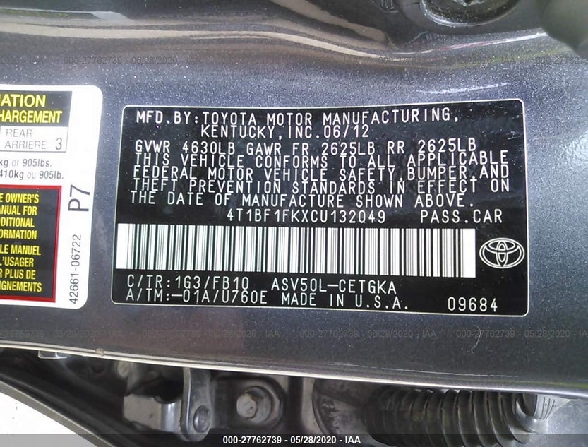 4T1BF1FKXCU132049