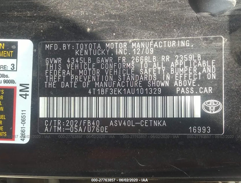 4T1BF3EK1AU101329