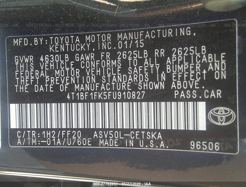 4T1BF1FK5FU910827