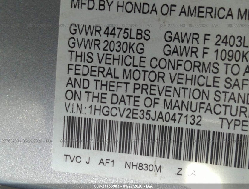 1HGCV2E35JA047132