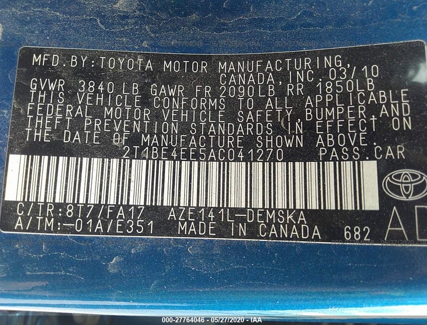2T1BE4EE5AC041270