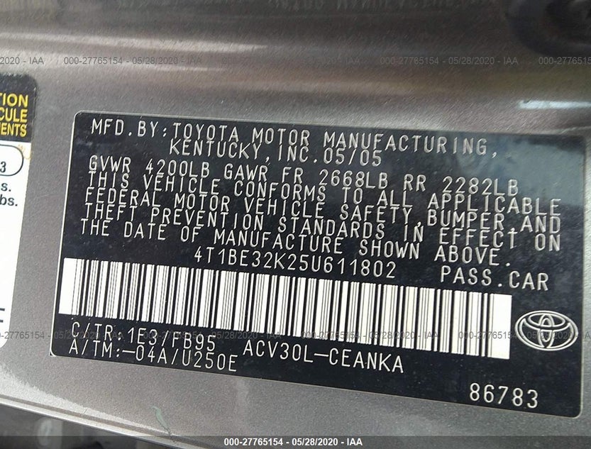 4T1BE32K25U611802