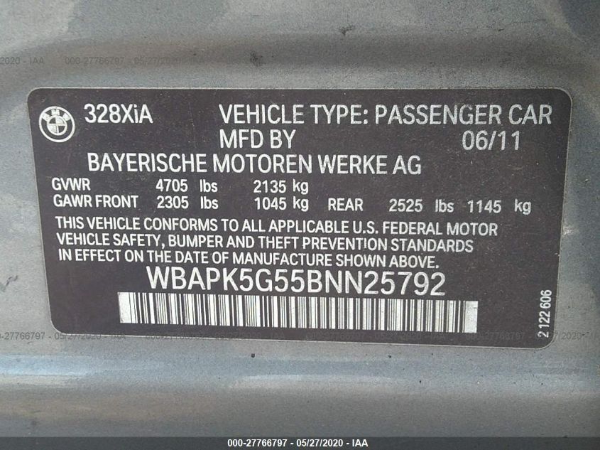 WBAPK5G55BNN25792 2011 BMW 328I xDrive