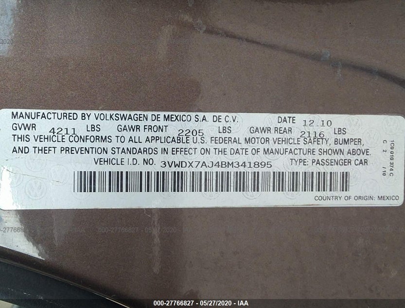 3VWDX7AJ4BM341895