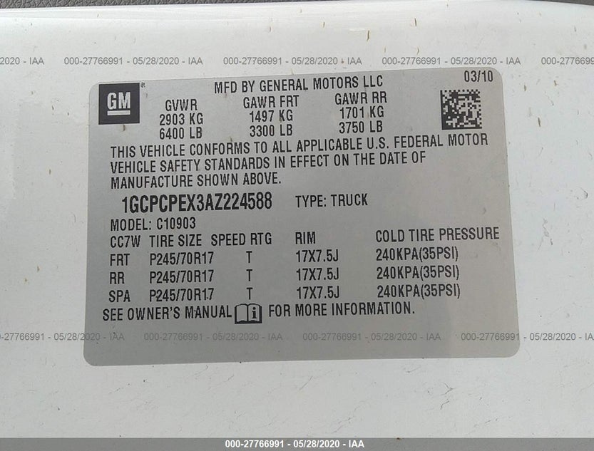 1GCPCPEX3AZ224588