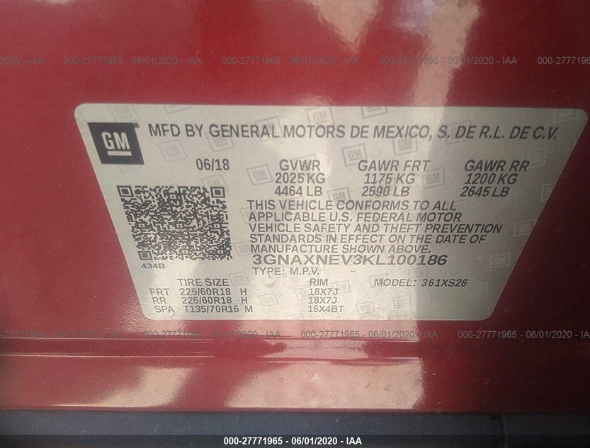 3GNAXNEV3KL100186