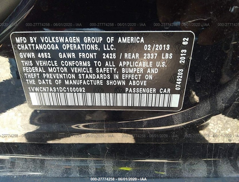 1VWCN7A31DC100092