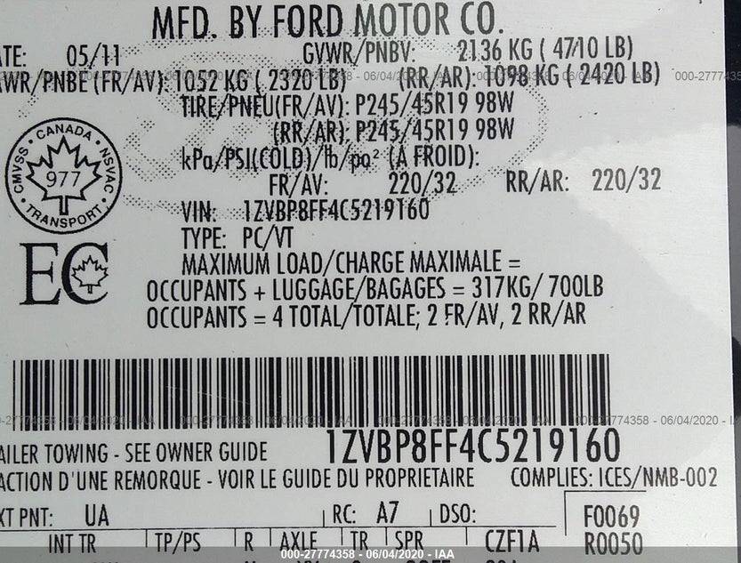 1ZVBP8FF4C5219160