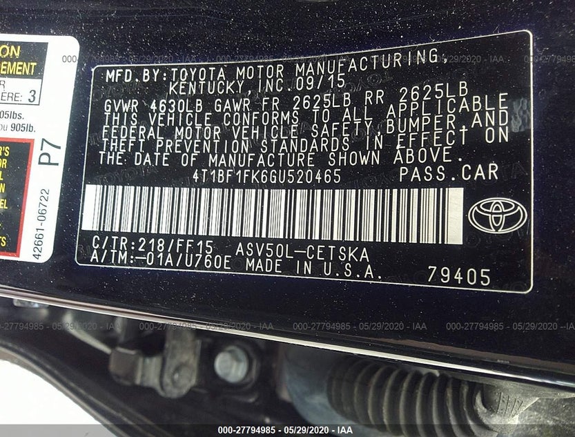 4T1BF1FK6GU520465