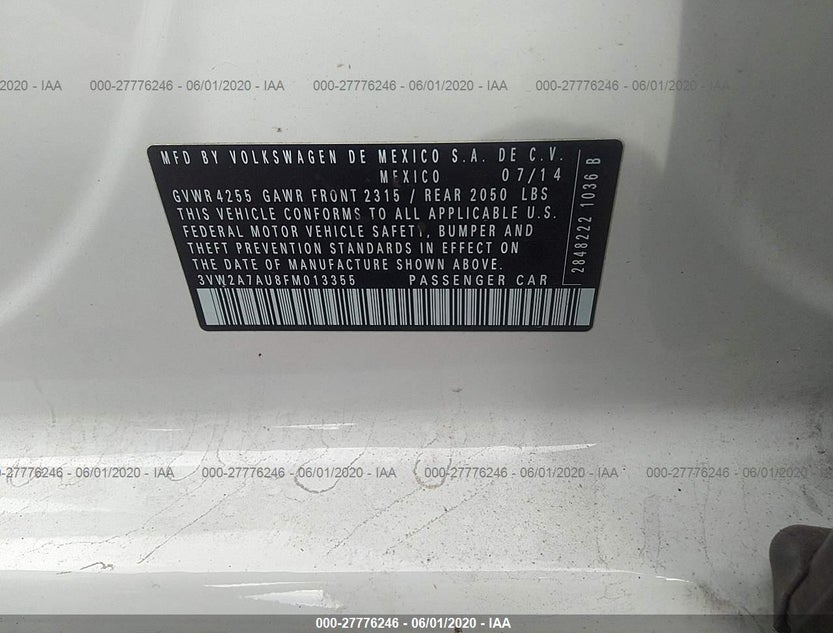 3VW2A7AU8FM013355