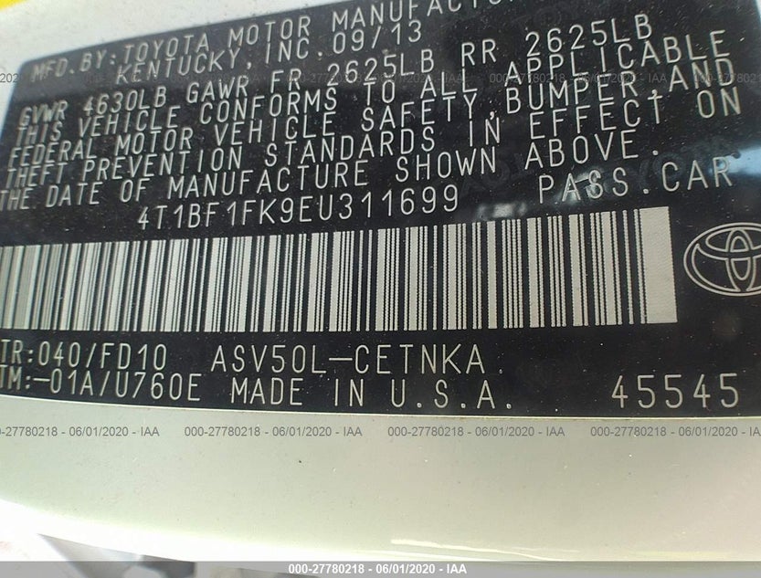 4T1BF1FK9EU311699
