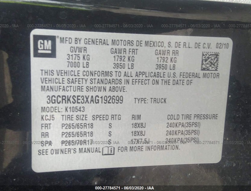 3GCRKSE3XAG192699