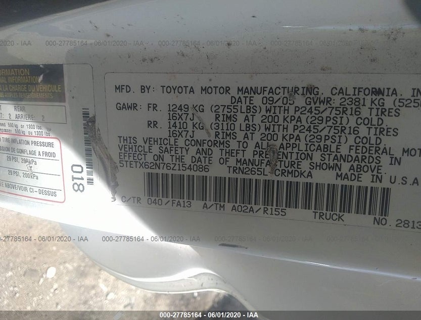 5TETX62N76Z154086