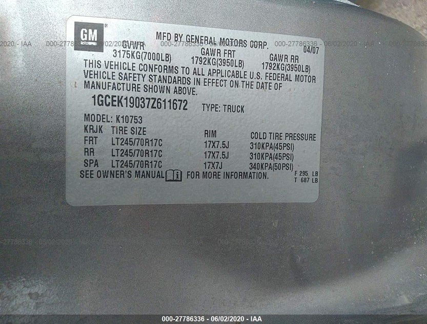 1GCEK19037Z611672