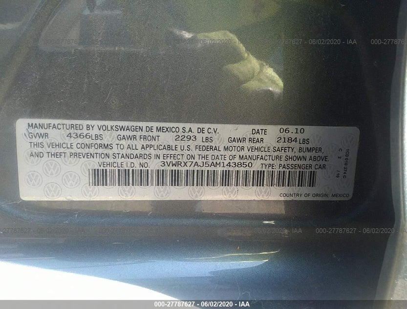 3VWRX7AJ5AM143850