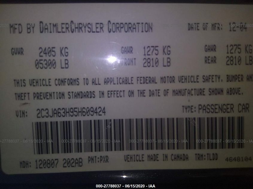 2C3JA63H95H609424 2005 CHRYSLER 300C photo no. 9