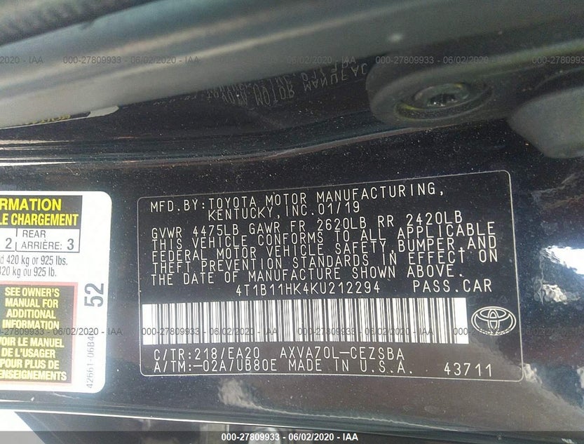 4T1B11HK4KU212294