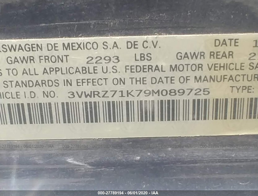 3VWRZ71K79M089725
