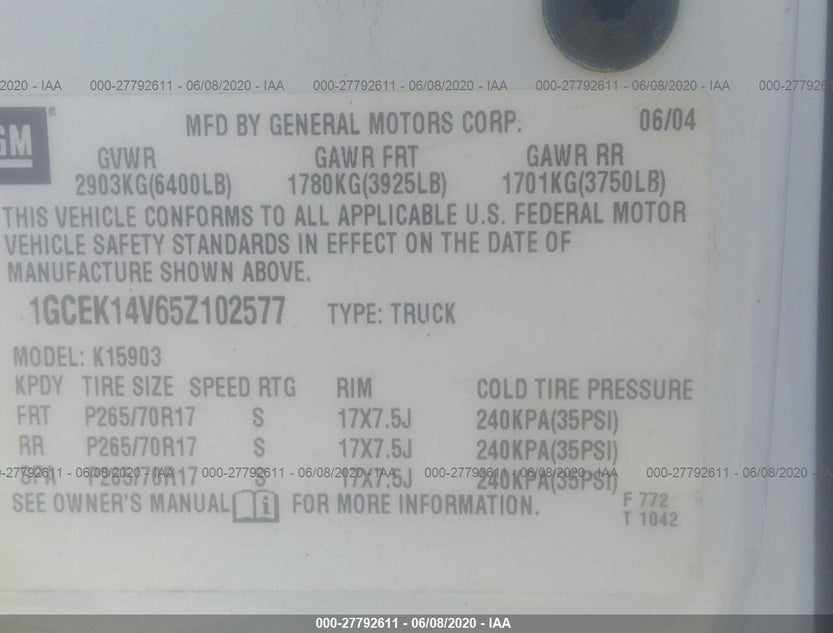 1GCEK14V65Z102577
