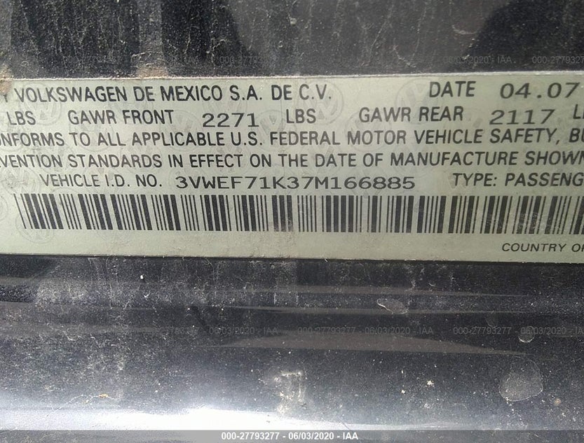 3VWEF71K37M166885