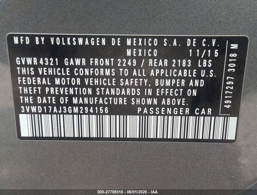 3VWD17AJ3GM294156