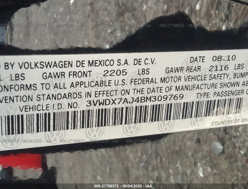 3VWDX7AJ4BM309769