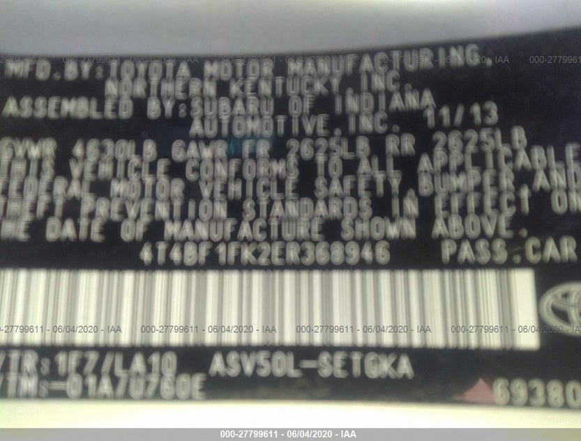4T4BF1FK2ER368946