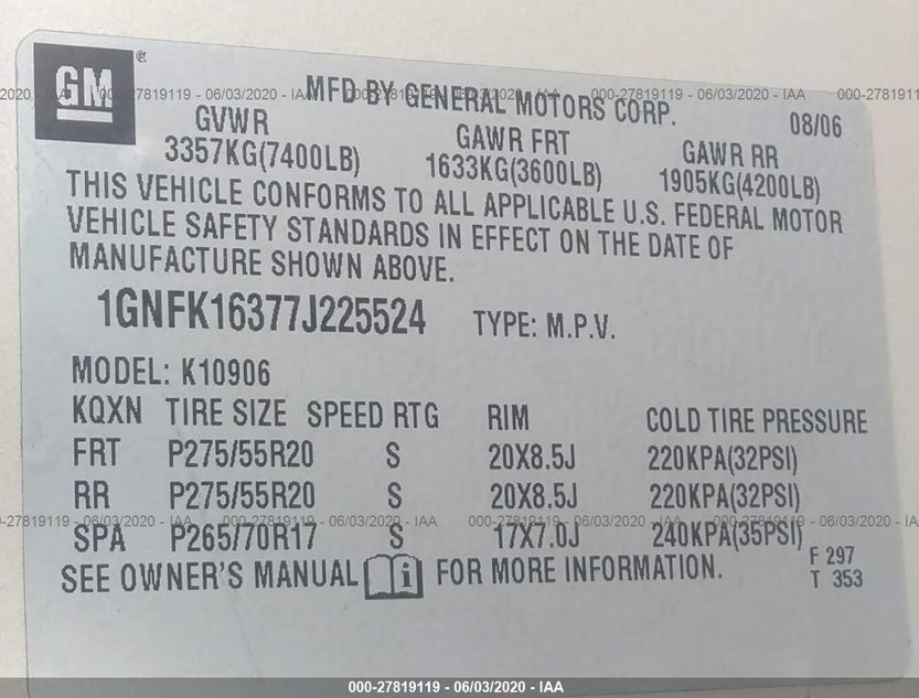 1GNFK16377J225524