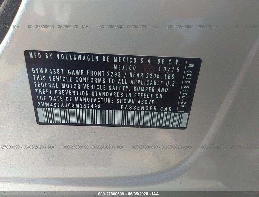 3VW4S7AJ6GM257499
