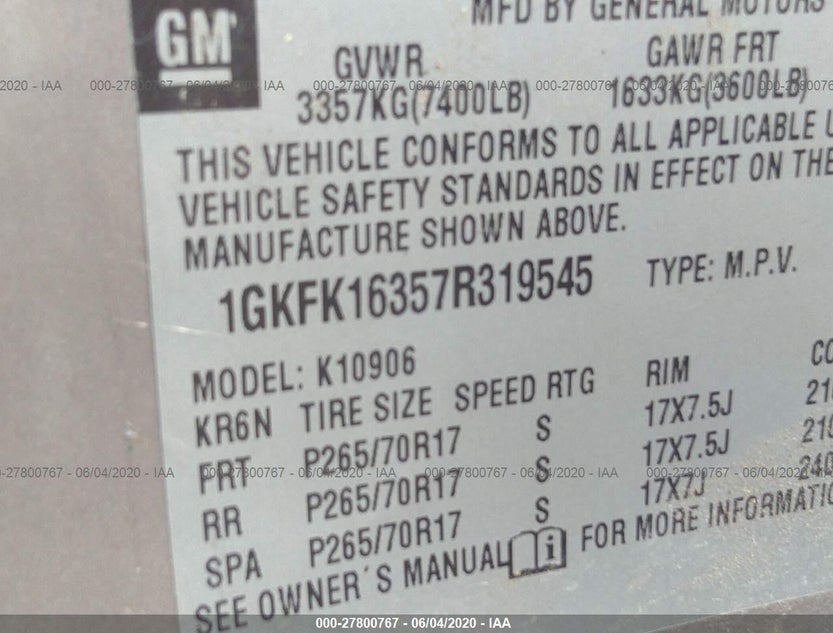1GKFK16357R319545