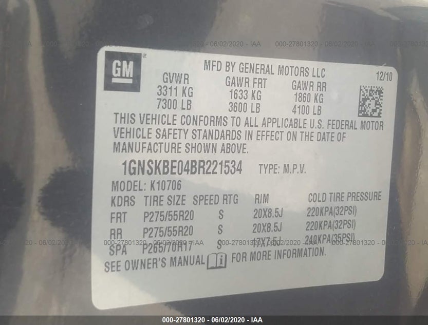 1GNSKBE04BR221534