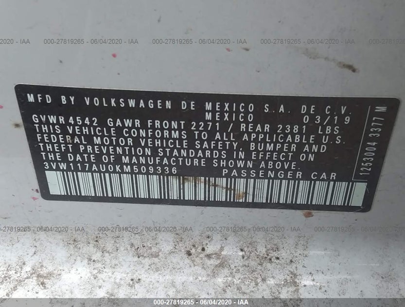 3VW117AU0KM509336