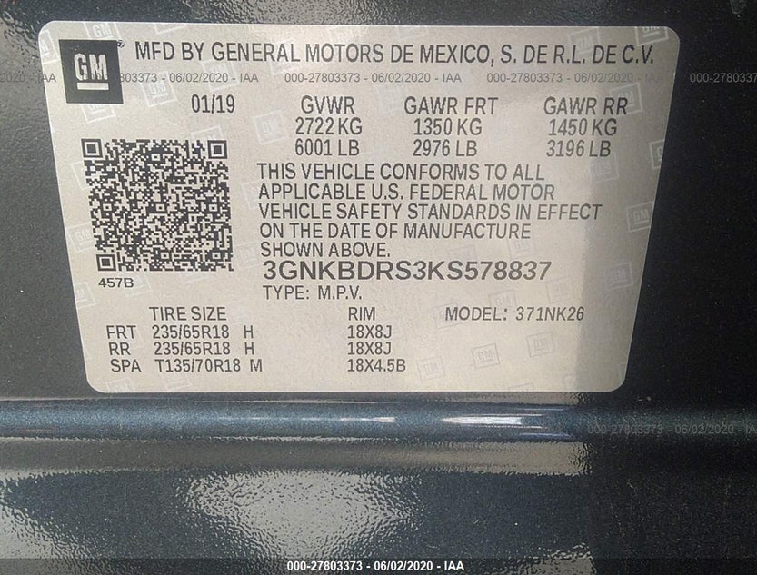 3GNKBDRS3KS578837