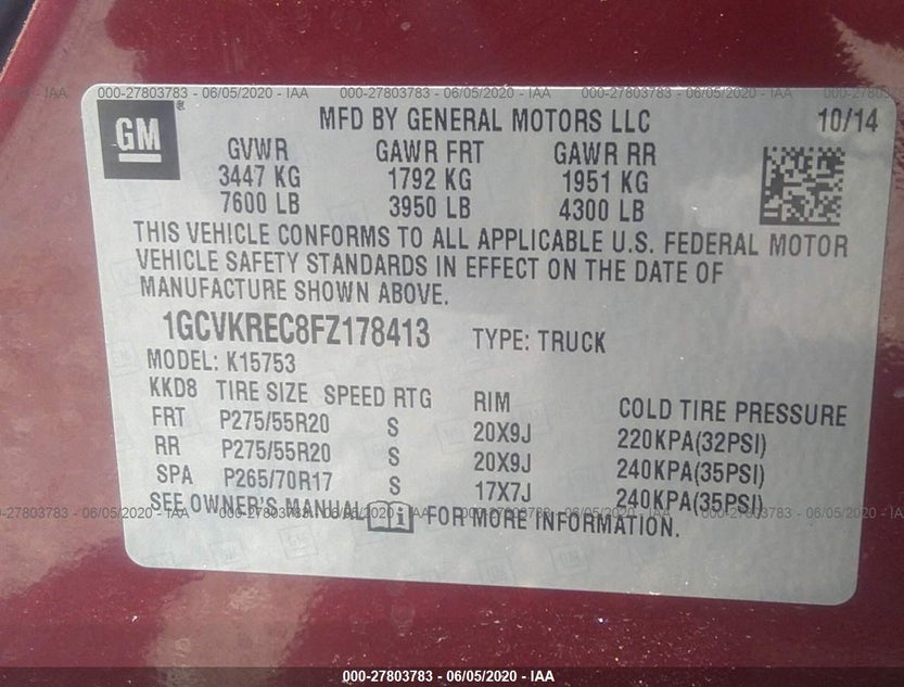 1GCVKREC8FZ178413