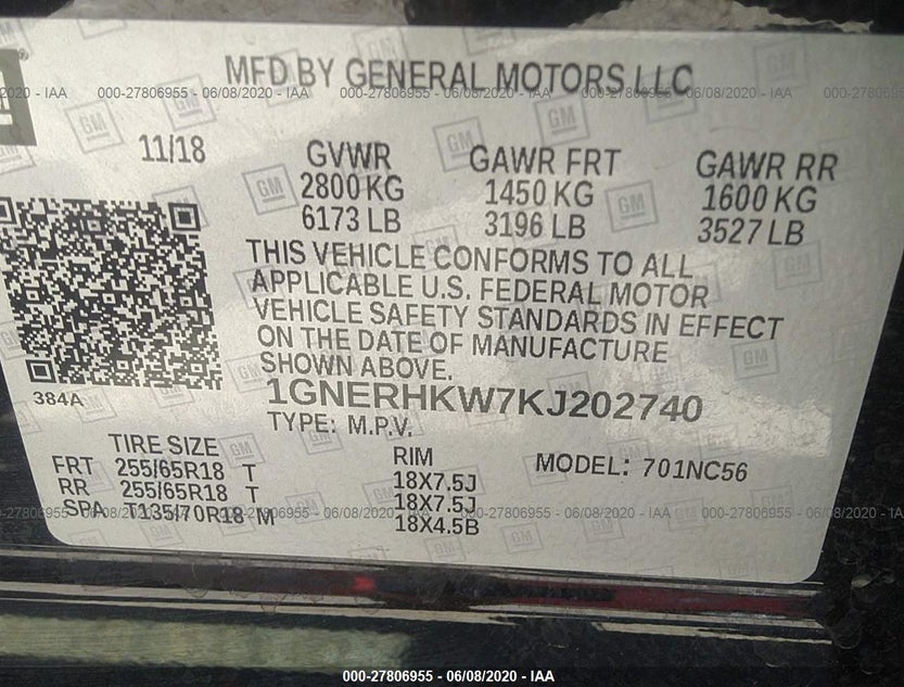 1GNERHKW7KJ202740
