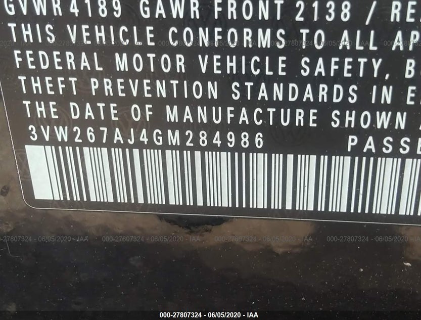 3VW267AJ4GM284986