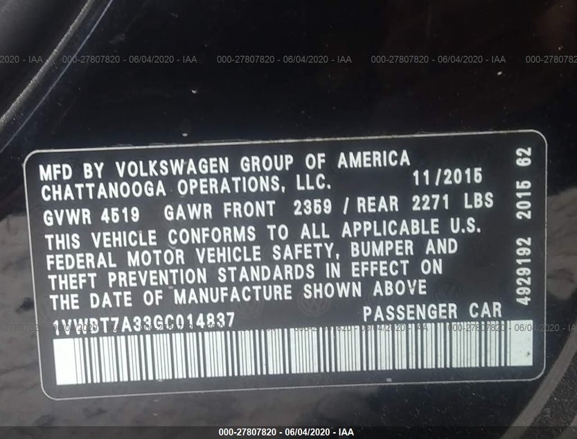 1VWBT7A33GC014837
