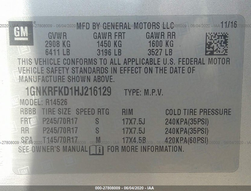 1GNKRFKD1HJ216129