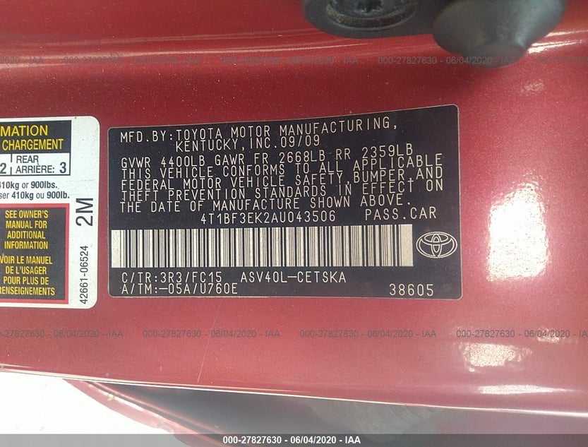 4T1BF3EK2AU043506