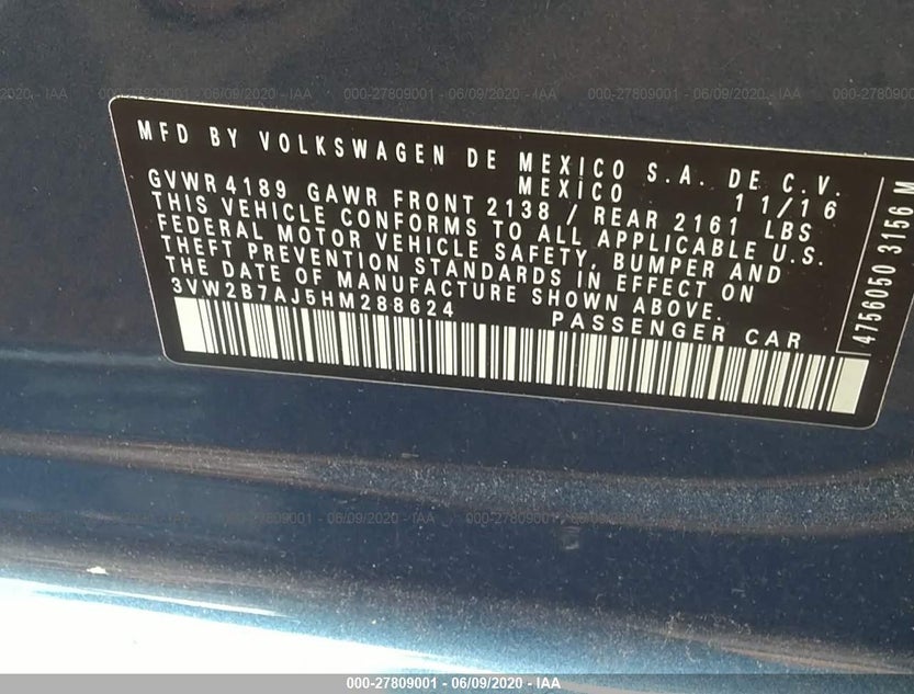 3VW2B7AJ5HM288624