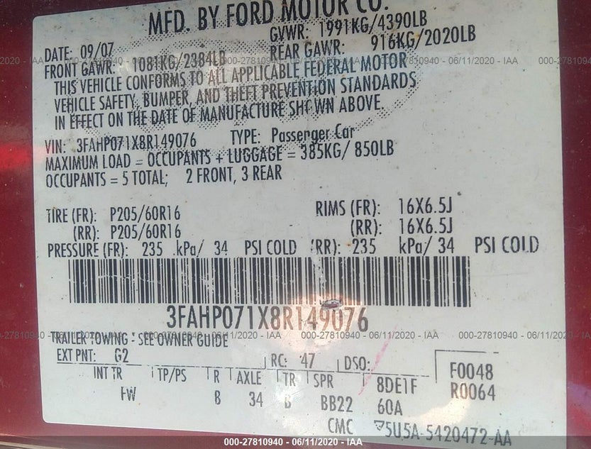 3FAHP071X8R149076