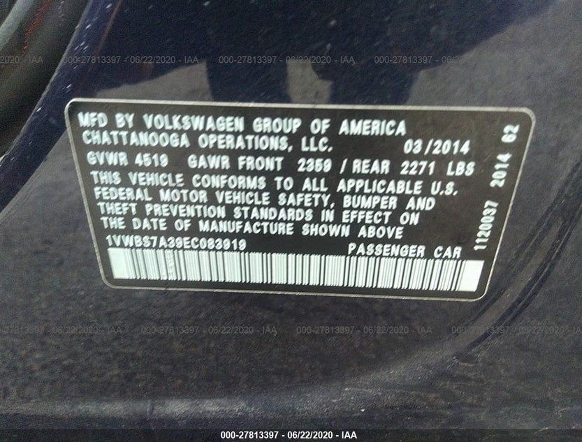 1VWBS7A39EC083919