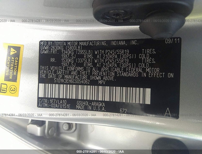 5TDYK3EH6CS054062