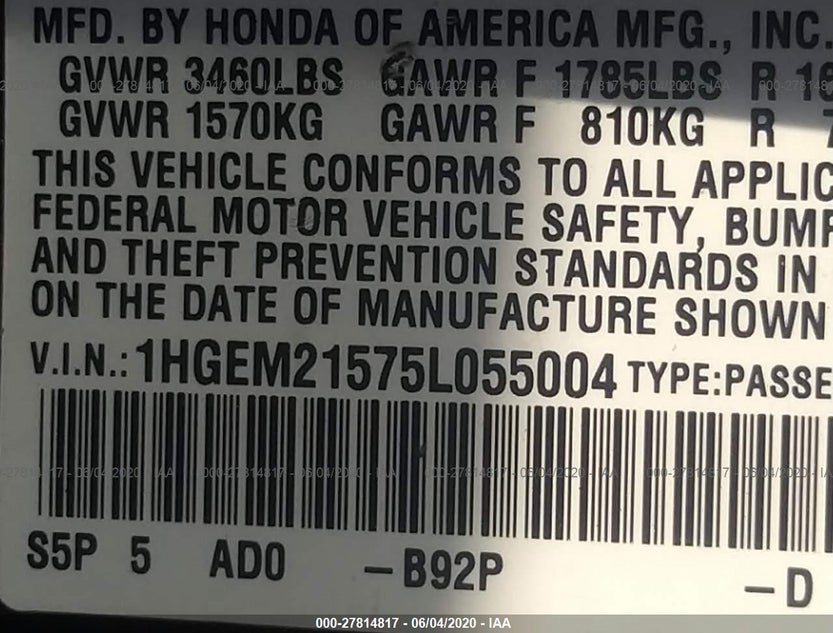 1HGEM21575L055004