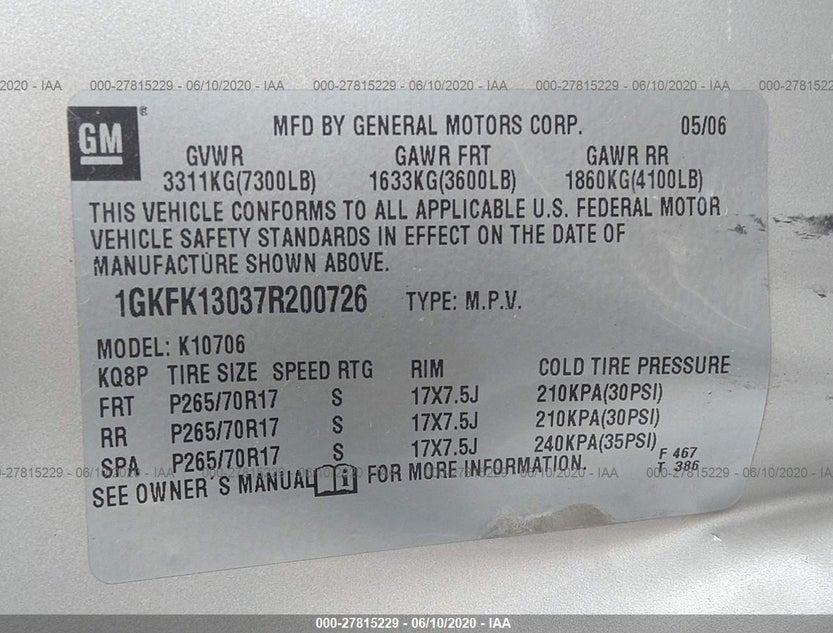 1GKFK13037R200726